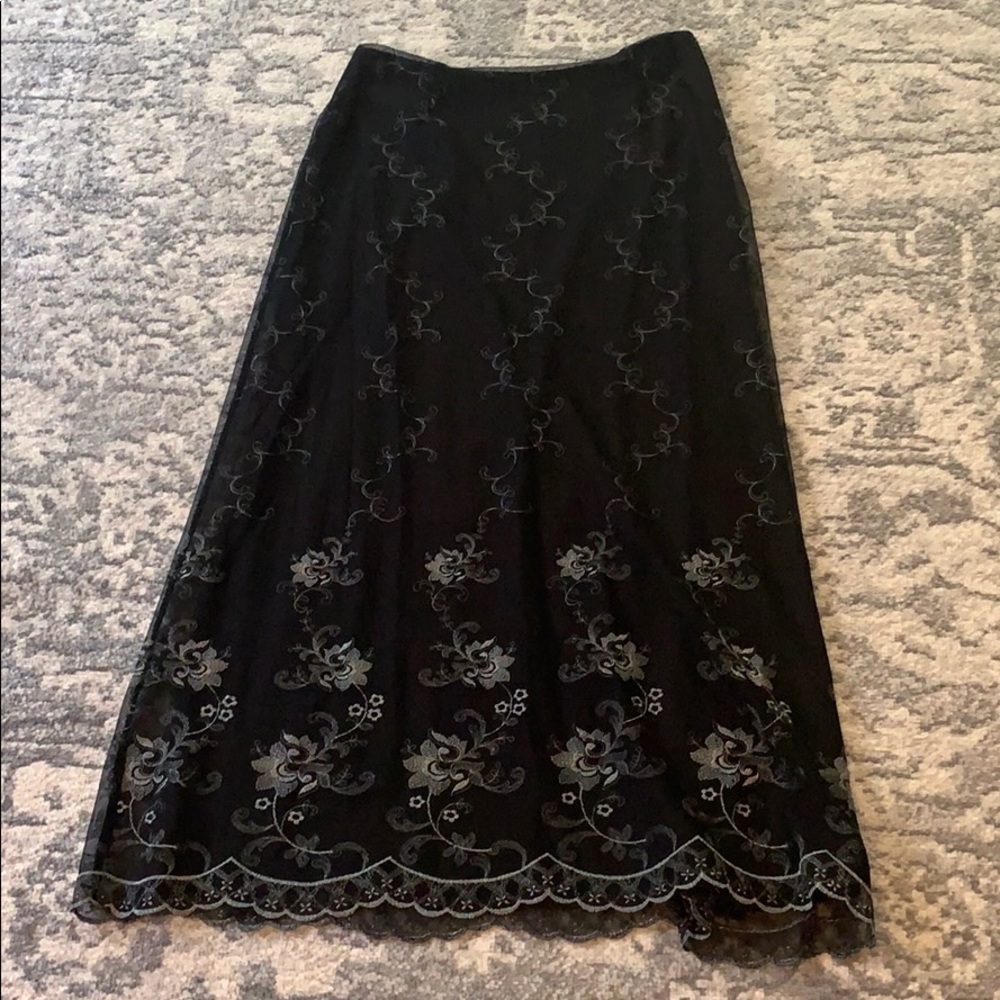 Beautiful Black with Silver Thread Maxi Skirt